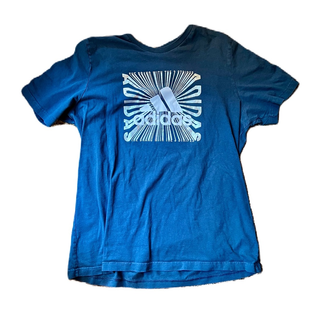 adidas T-Shirt with unique silver emblem.